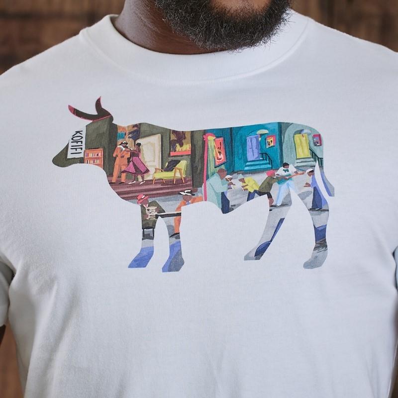 Sophiatown Nguni Infill Crew Tee - Pelican