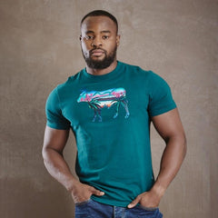 Midnight Ocean Infill Crew Tee - Teal - Kingsley Heath