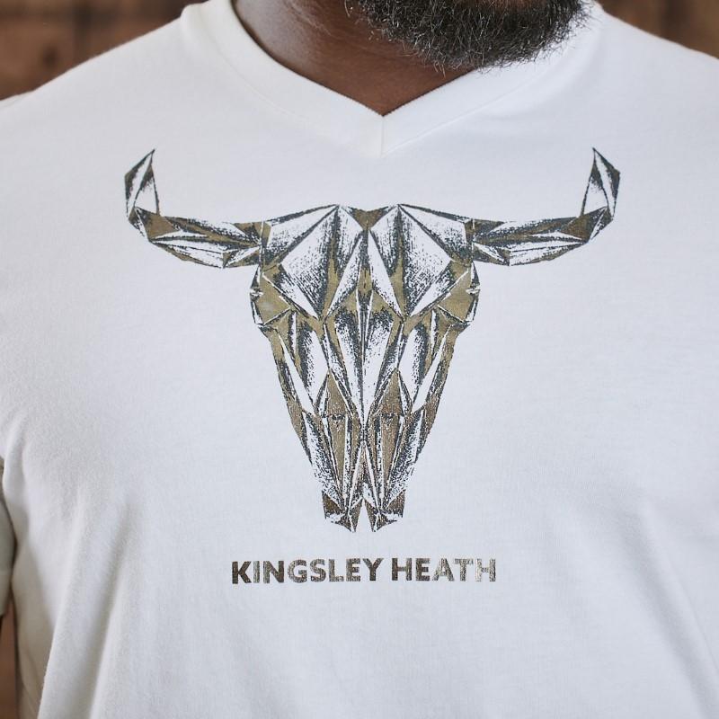 Unfolded Origami Skull V-Neck Tee - Pelican