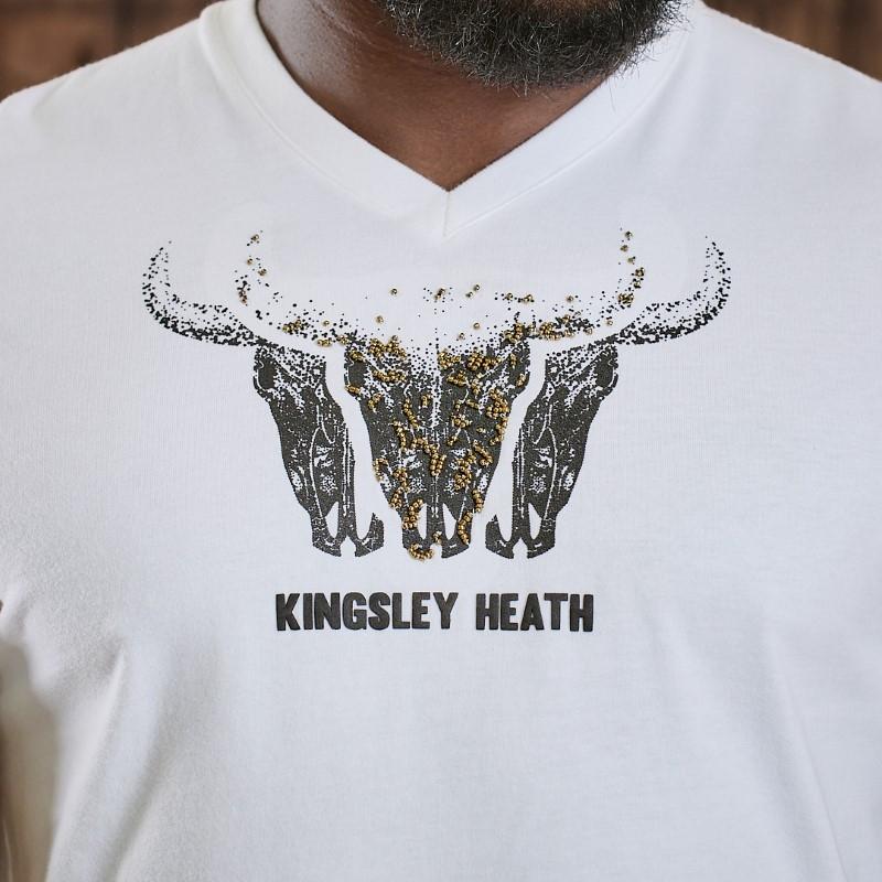 City Lights Skull V-Neck Tee - Pelican