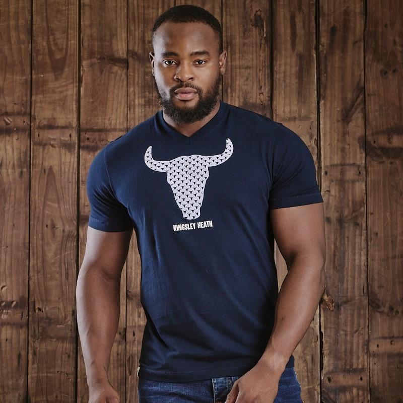Micro Skulls V-Neck Tee - Midnight