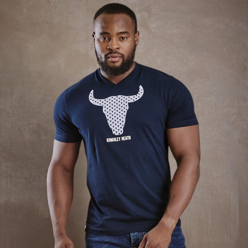 Micro Skulls V-Neck Tee - Midnight