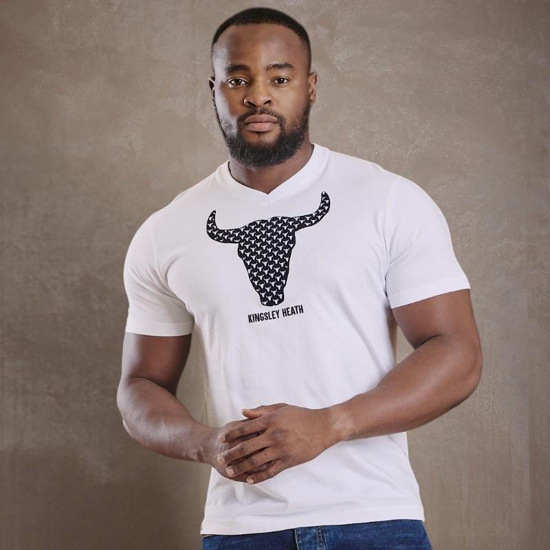 Micro Skulls V-Neck Tee - Pelican