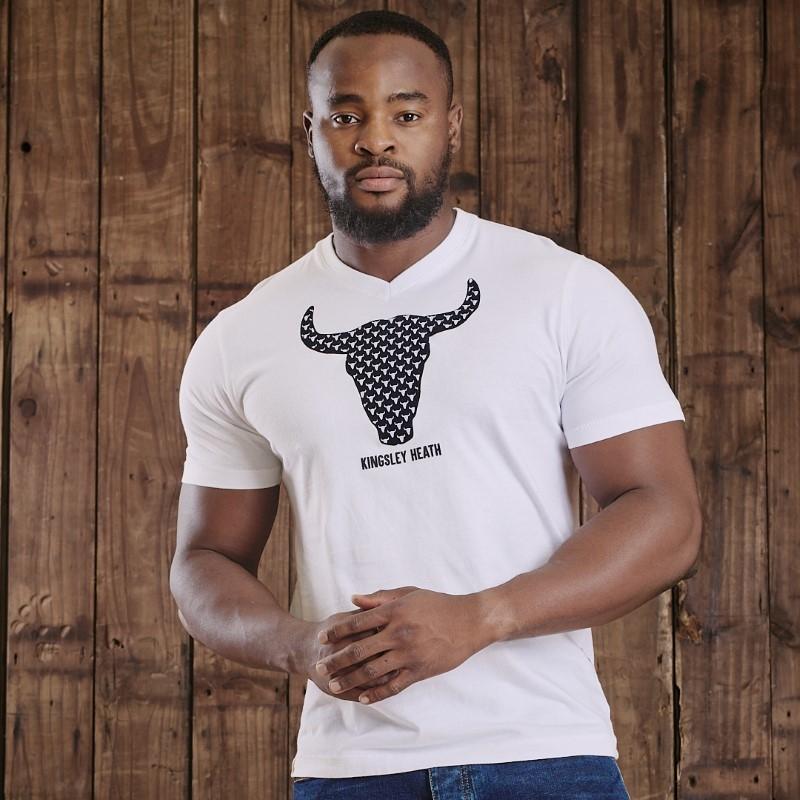 Micro Skulls V-Neck Tee - Pelican