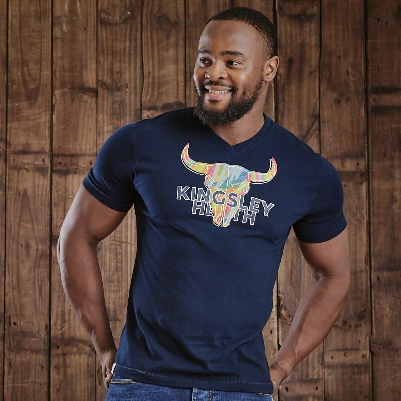 In and Out Skull V-Neck Tee - Midnight