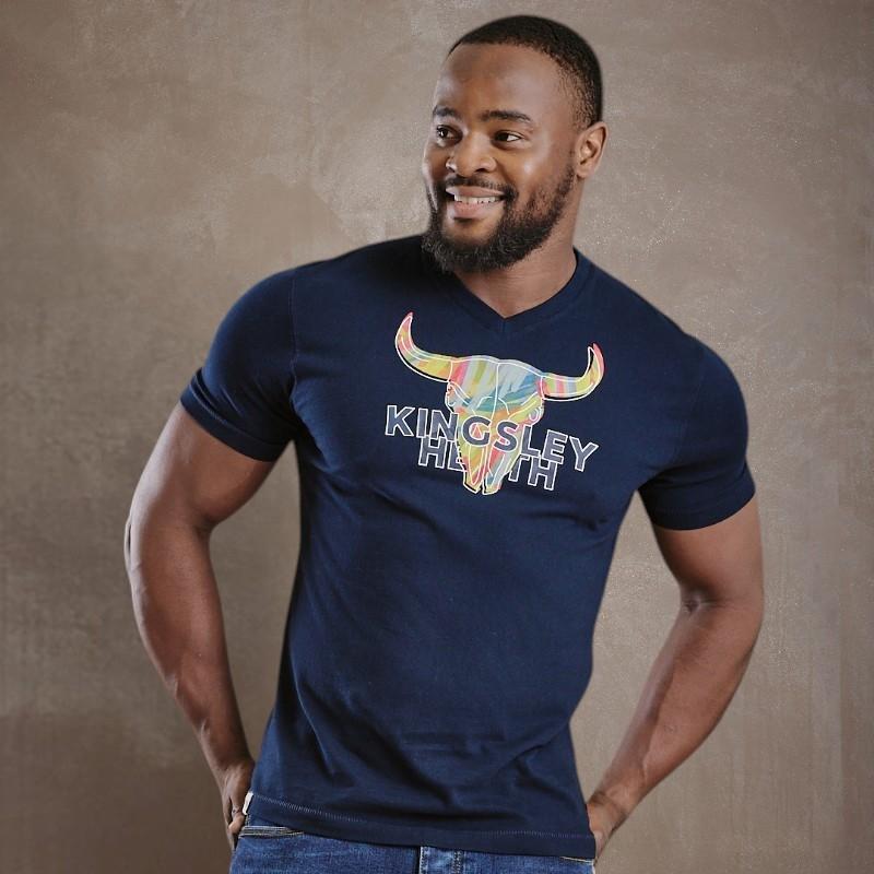 In and Out Skull V-Neck Tee - Midnight