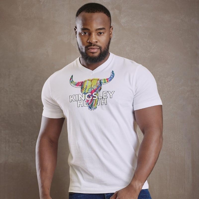 In and Out Skull V-Neck Tee - Pelican