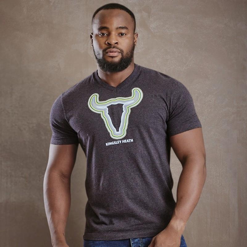 Night Light Skull V-Neck Tee - Gravel