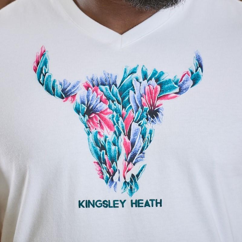 Crystalized Skull V-Neck Tee - Pelican