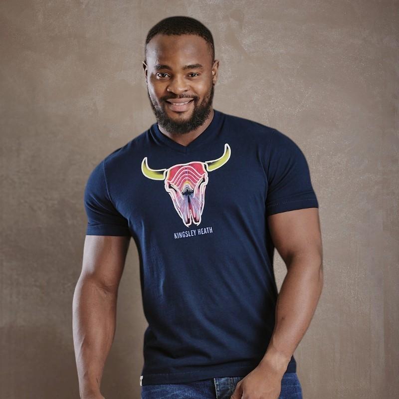 Warp Speed Skull V-Neck Tee - Midnight
