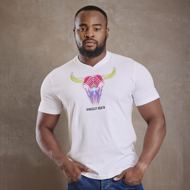 Warp Speed Skull V-Neck Tee - Pelican