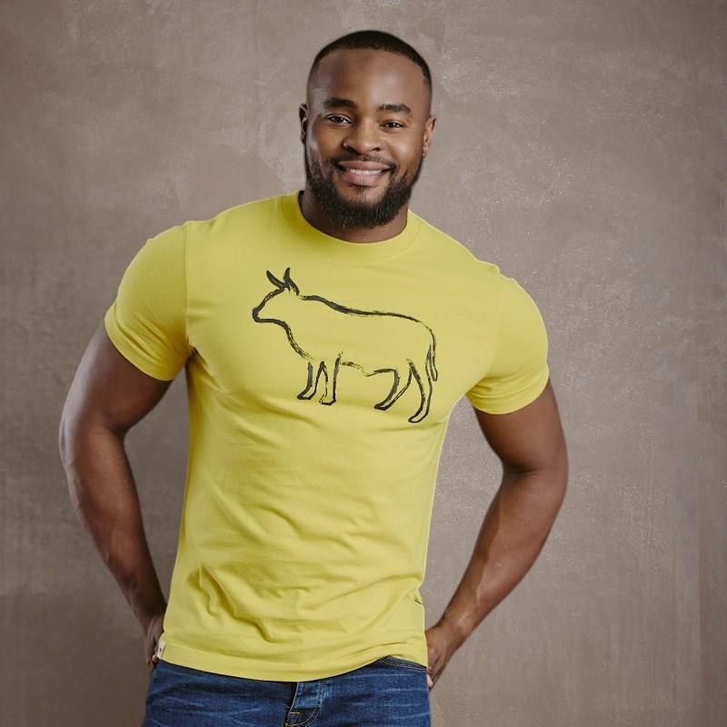 Kingsley Bold Outline Nguni Crew Tee - Acacia
