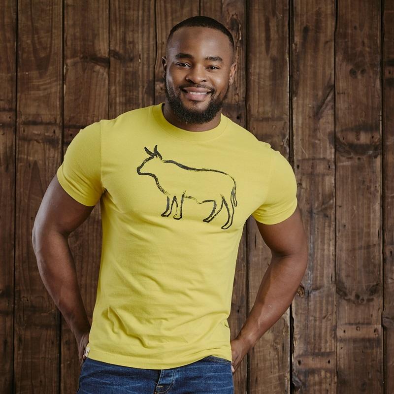 Kingsley Bold Outline Nguni Crew Tee - Acacia
