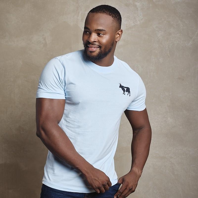 Nguni Cut Out Crew Tee - Sky