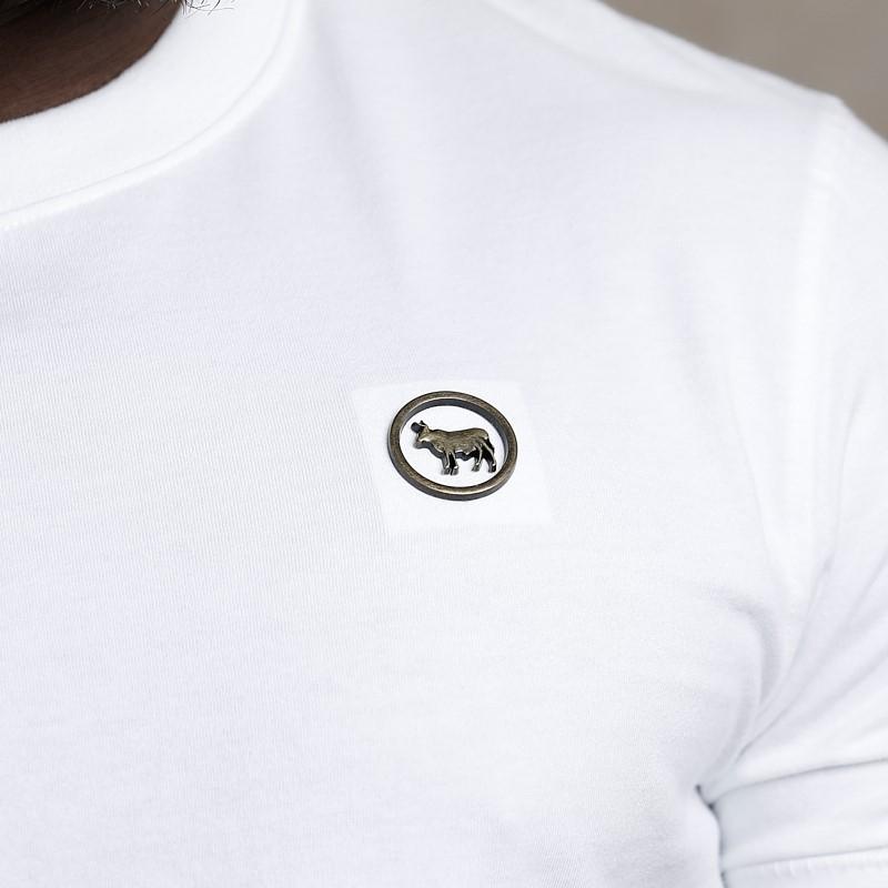 Round Cut Out Metal Trim Relaxed Tee - Pelican