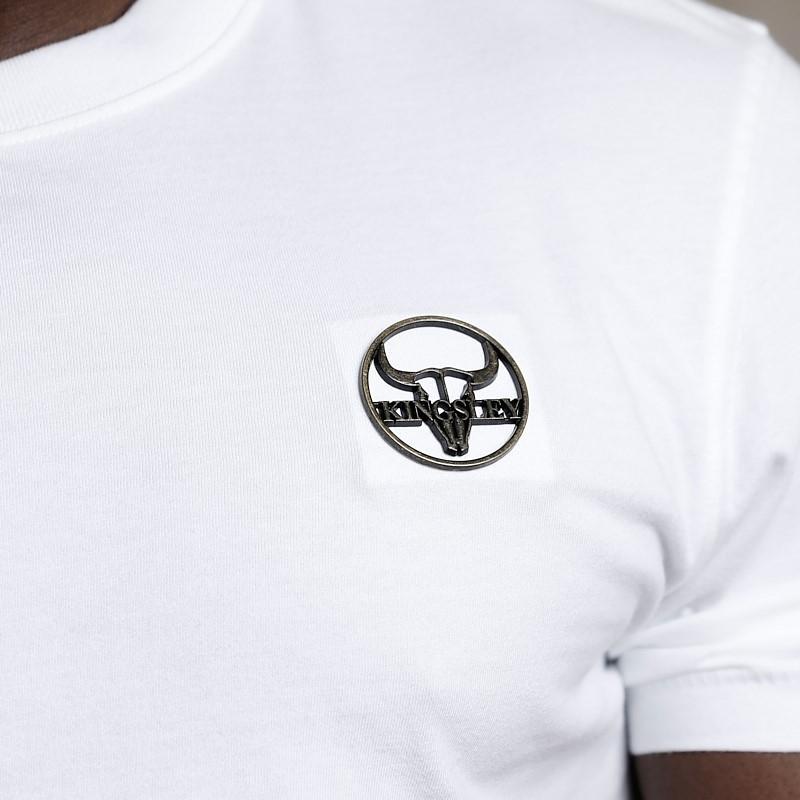 Round Skull Metal Trim Crew Tee - Pelican