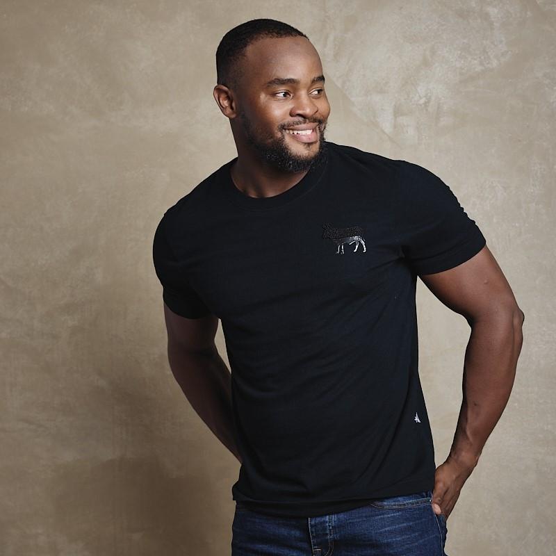Half and Half Beaded Nguni Crew Tee - Mamba