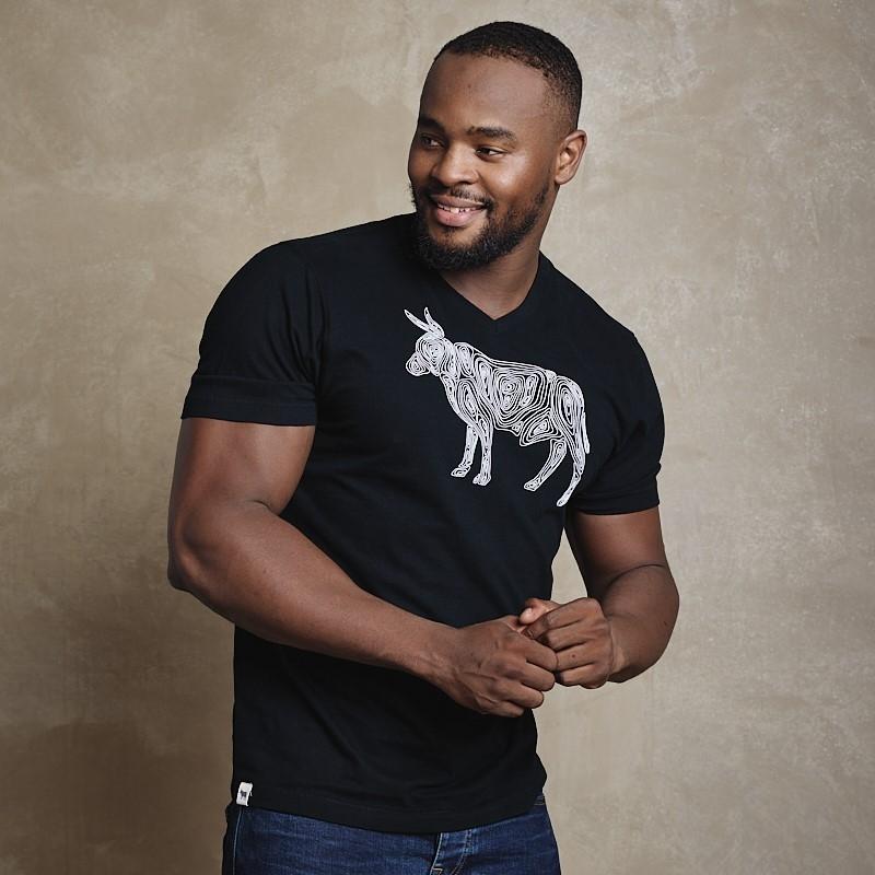 Contour Infill Nguni V-Neck Tee - Mamba