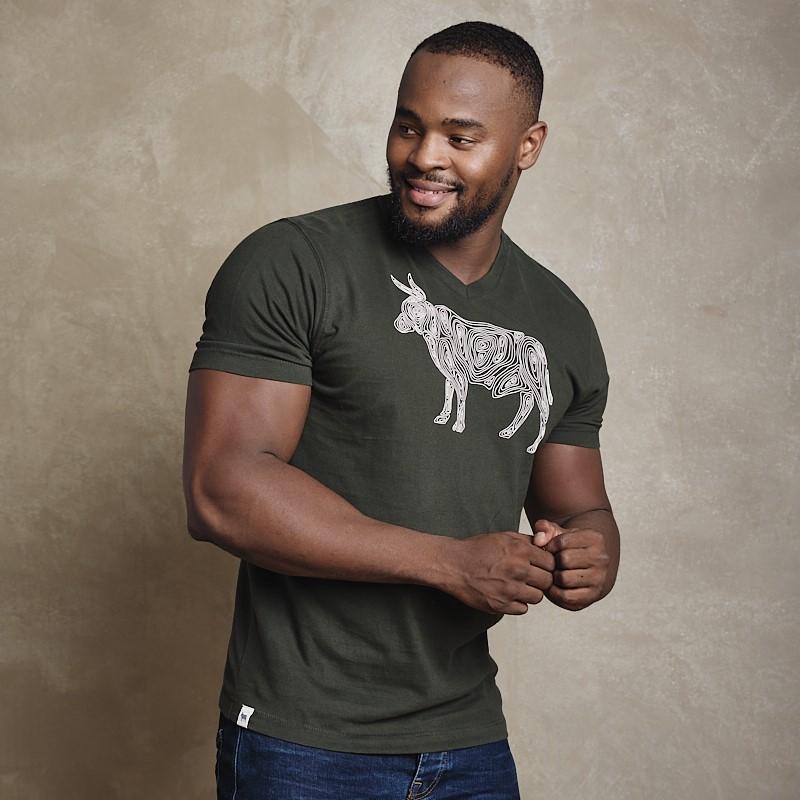Contour Infill Nguni V-Neck Tee - Fatigue