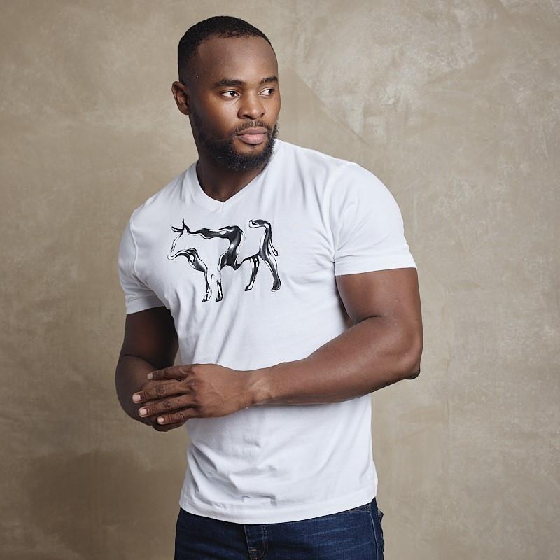 Molten Mold Nguni V-Neck Tee - Pelican