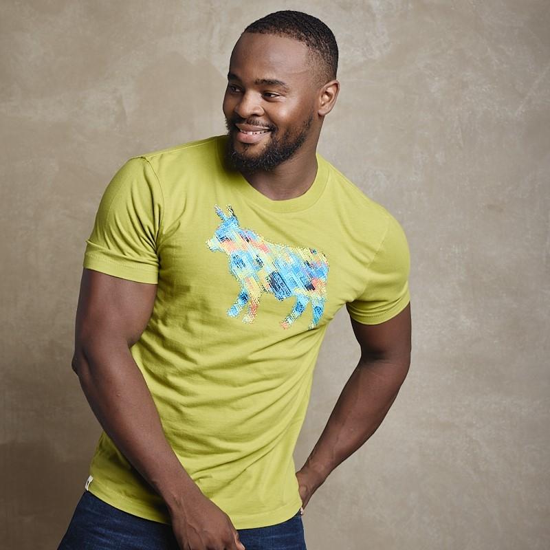 Aqua Shards Infill Nguni Crew Tee - Moss