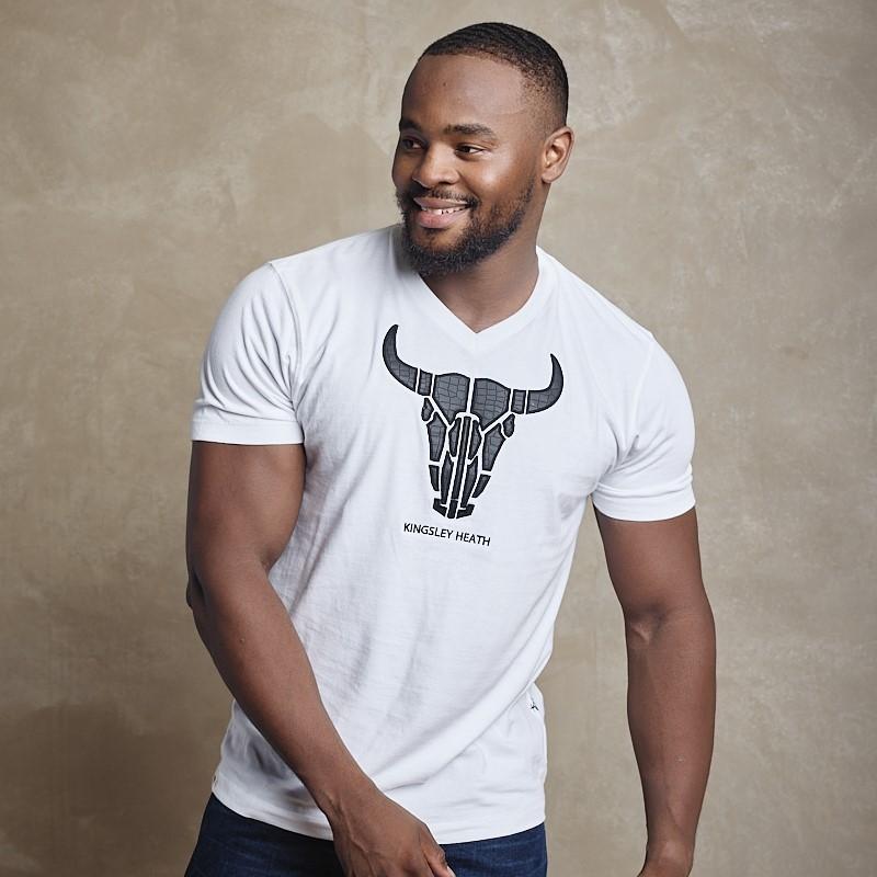 Reptile Segment Skull V-Neck Tee - Pelican