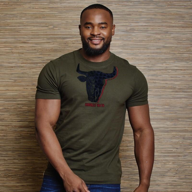 50-50 Towelling Skull Crew Tee  - Fatigue