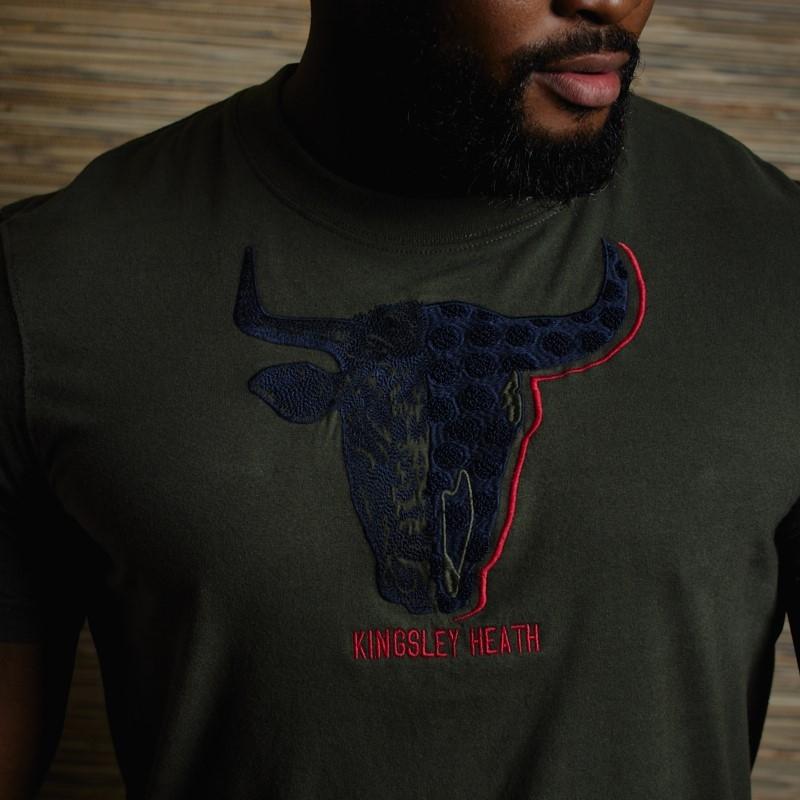 50-50 Towelling Skull Crew Tee  - Fatigue
