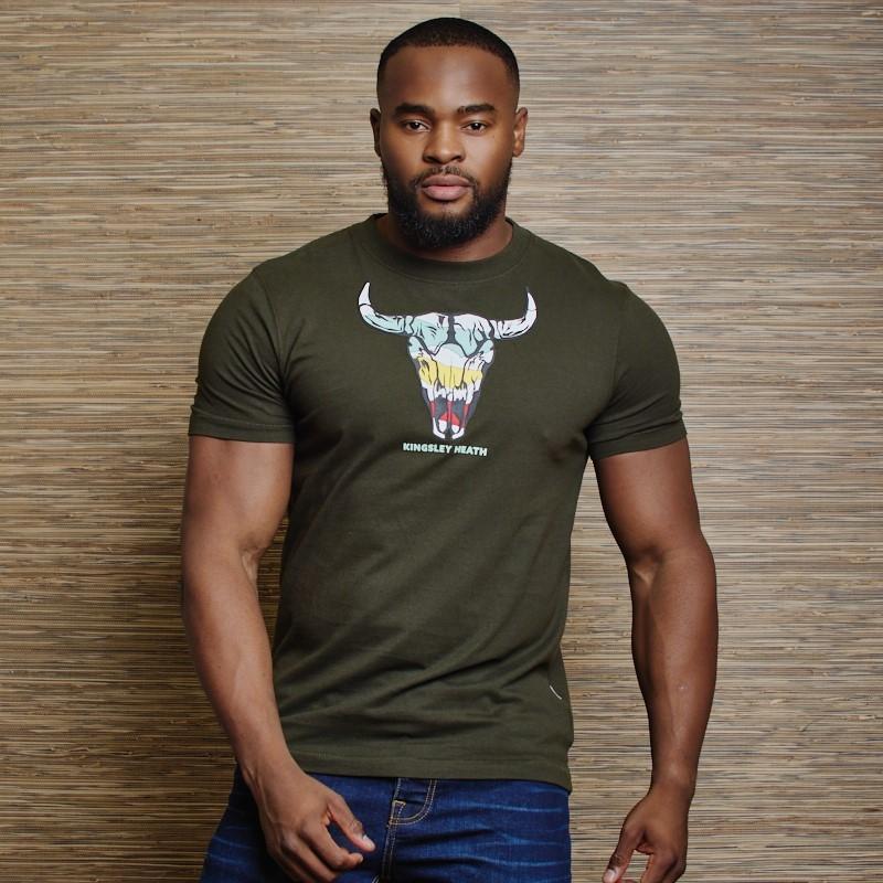Colour Rip Skull Crew Tee - Fatigue