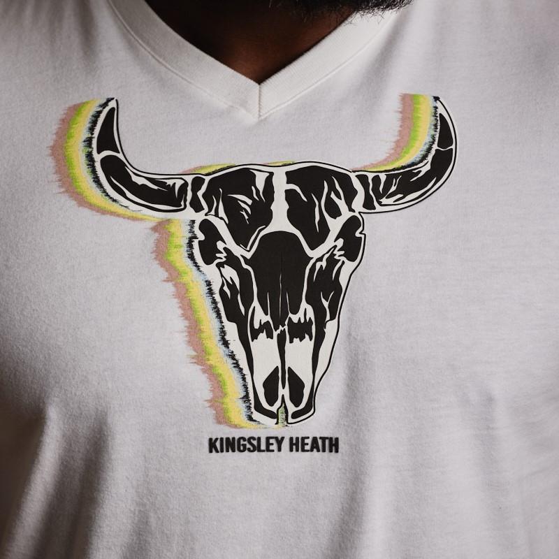 Colour Shutter Skull V-Neck Tee  - Pelican