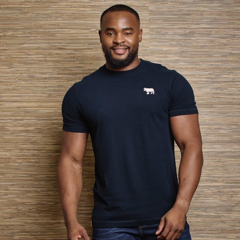 Concentric Embroidered Crew Tee - Midnight