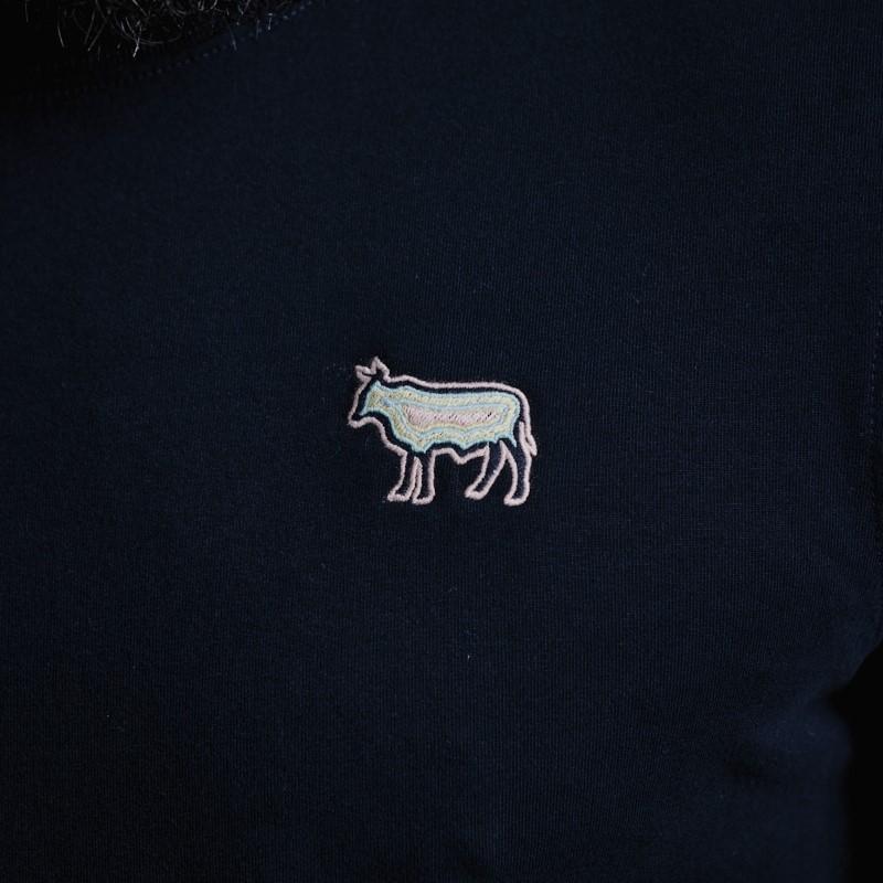Concentric Embroidered Crew Tee - Midnight