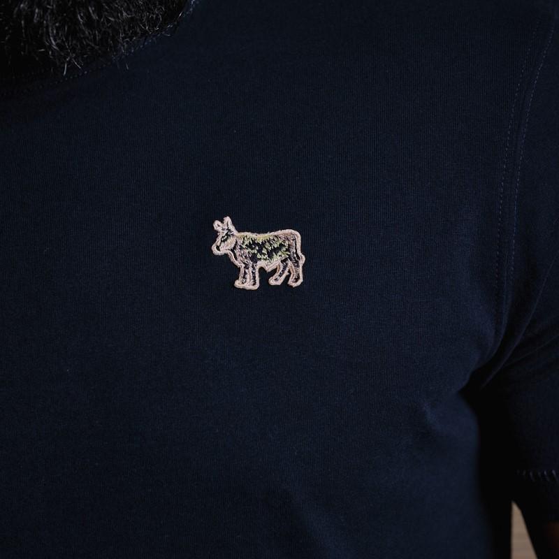 Embroidered Badge Hide Crew Tee - Midnight