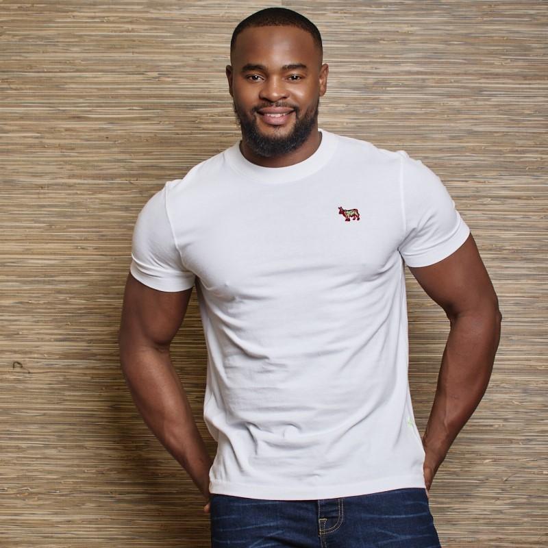 Embroidered Badge Hide Crew Tee - Pelican