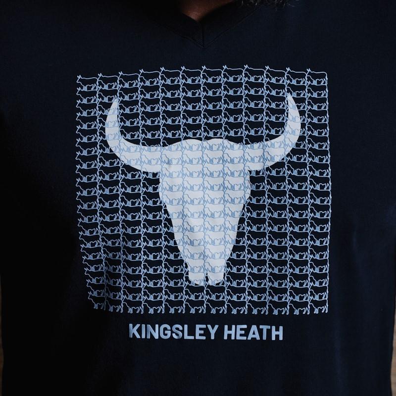 Layered Nguni Skull V-Neck Tee  - Midnight