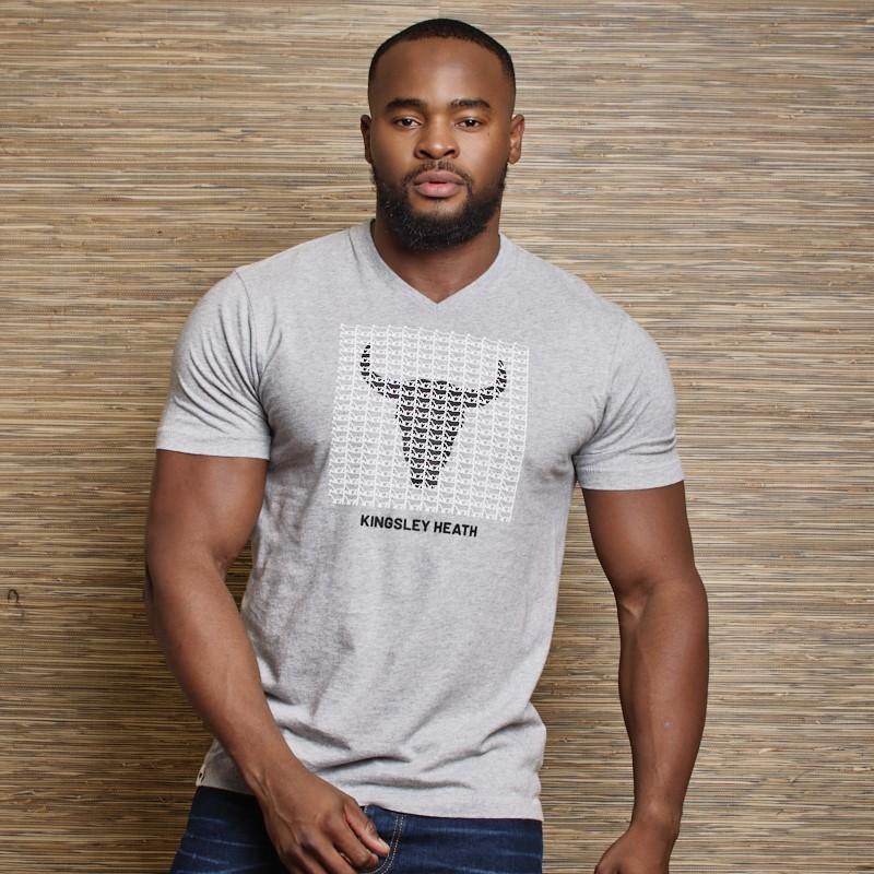 Layered Nguni Skull V-Neck Tee  - Vervet