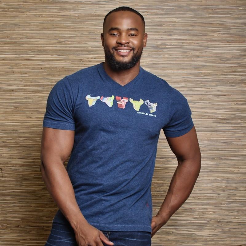 Line Up Skull V-Neck Tee  - Monarch