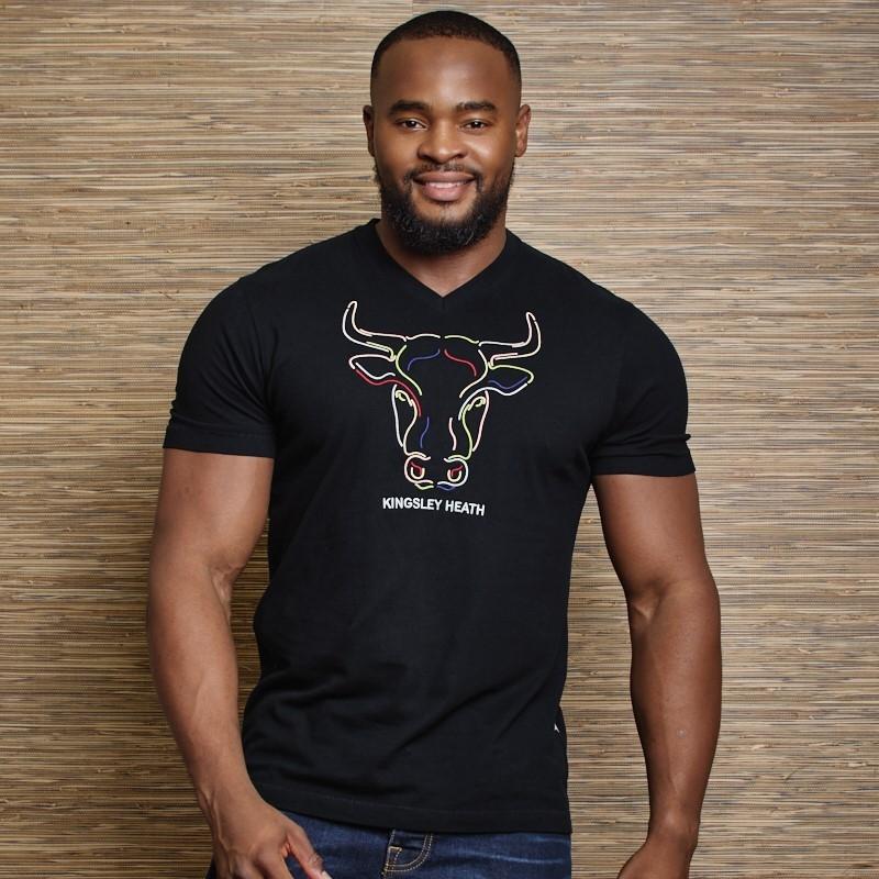 Linear Pop Skull V-Neck Tee  - Mamba