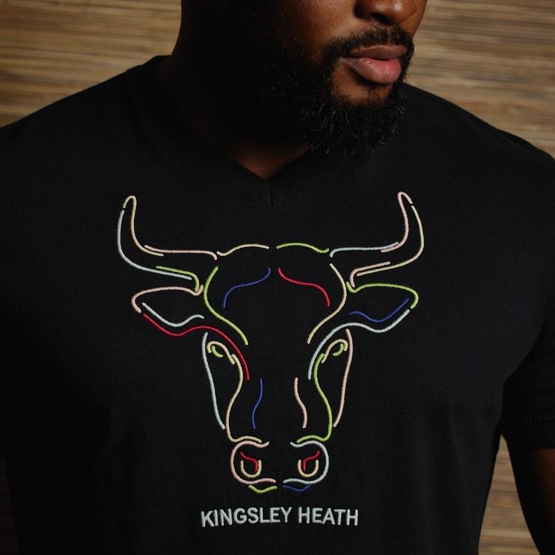 Linear Pop Skull V-Neck Tee  - Mamba
