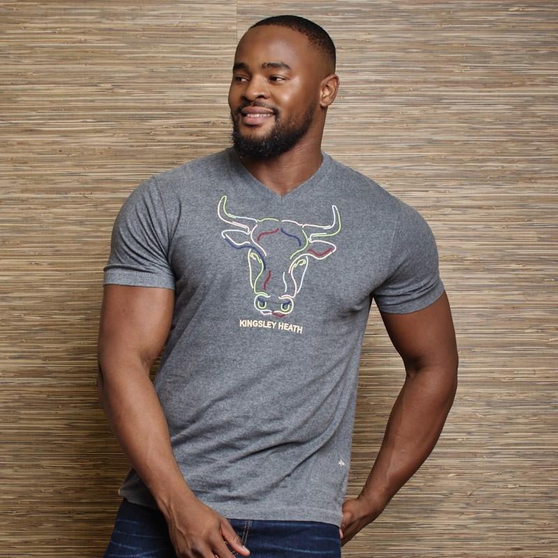 Linear Pop Skull V-Neck Tee  - Jackal