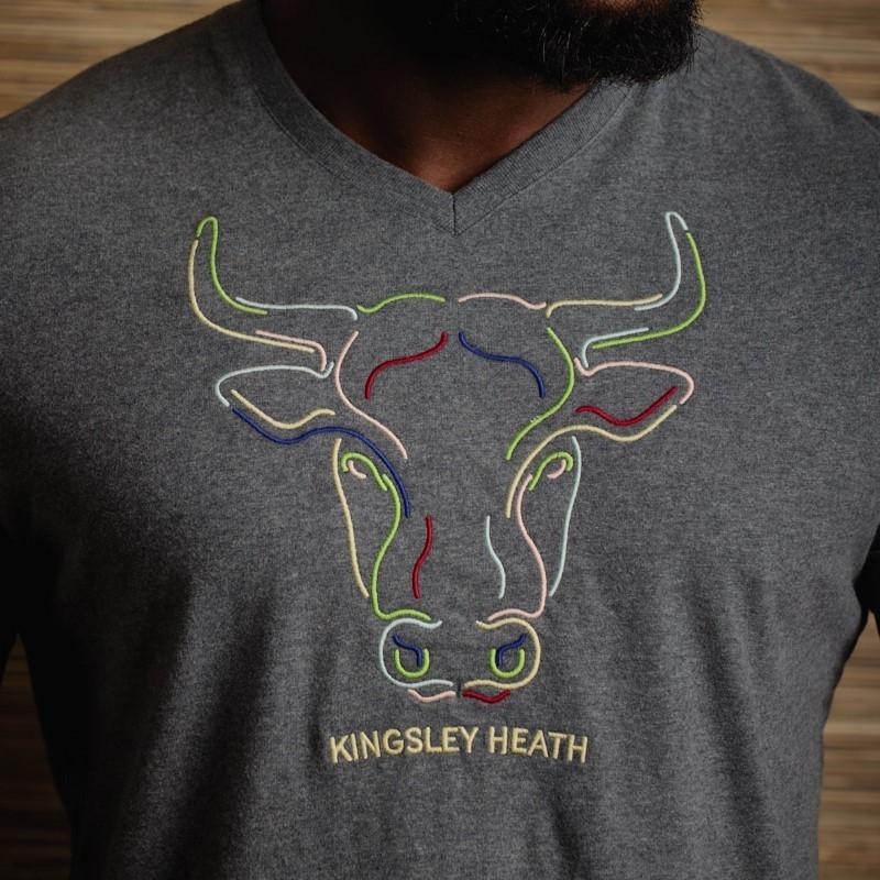 Linear Pop Skull V-Neck Tee  - Jackal