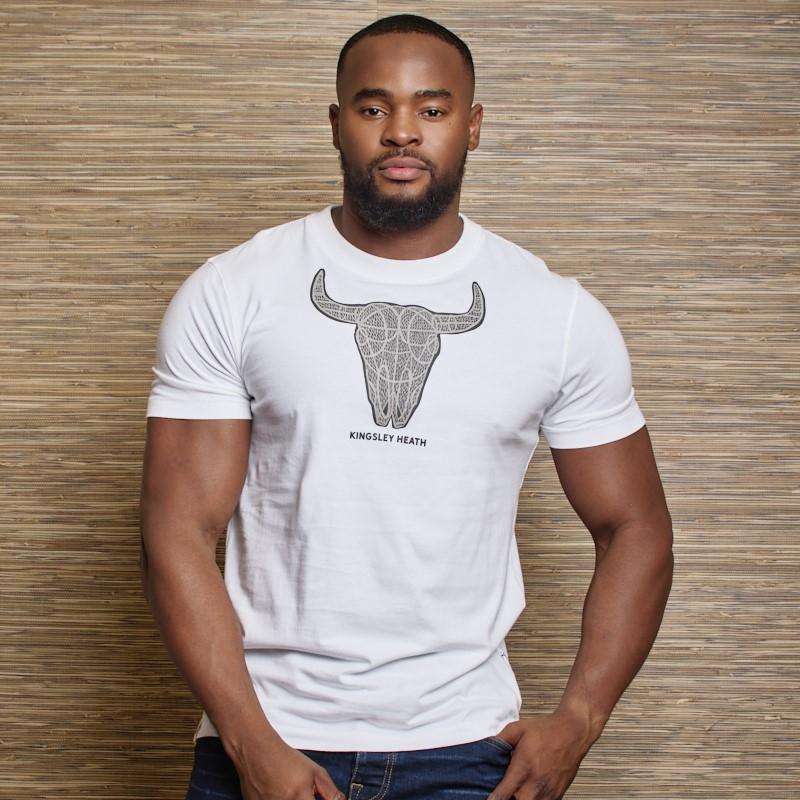 Lino Craved Skull Crew Tee - Pelican