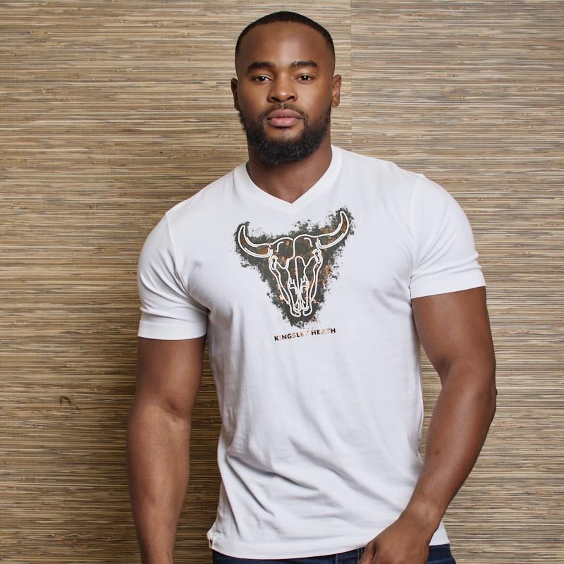 Negative Patena Skull V-Neck Tee  - Pelican