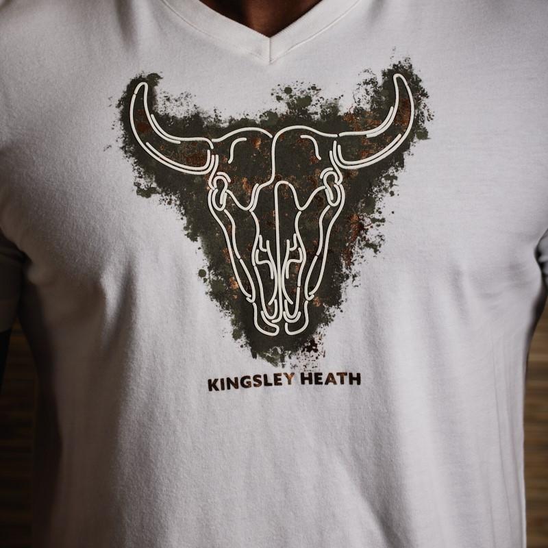 Negative Patena Skull V-Neck Tee  - Pelican