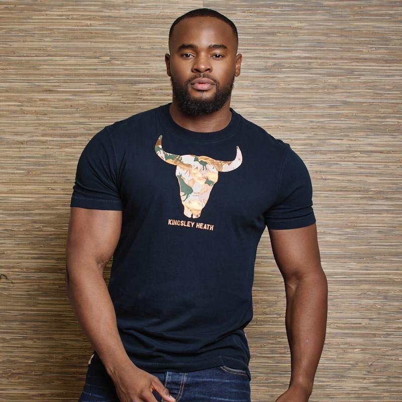 Nguni Camo Foil Skull Crew Tee - Midnight