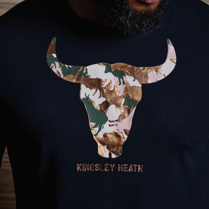 Nguni Camo Foil Skull Crew Tee - Midnight