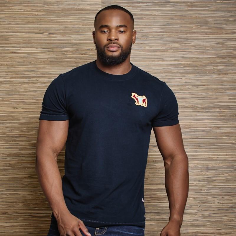 Nguni Skull Towelling Badge Crew Tee - Midnight