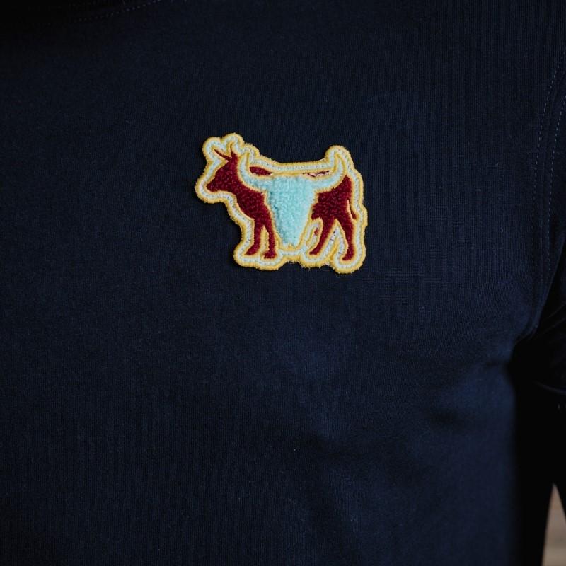 Nguni Skull Towelling Badge Crew Tee - Midnight