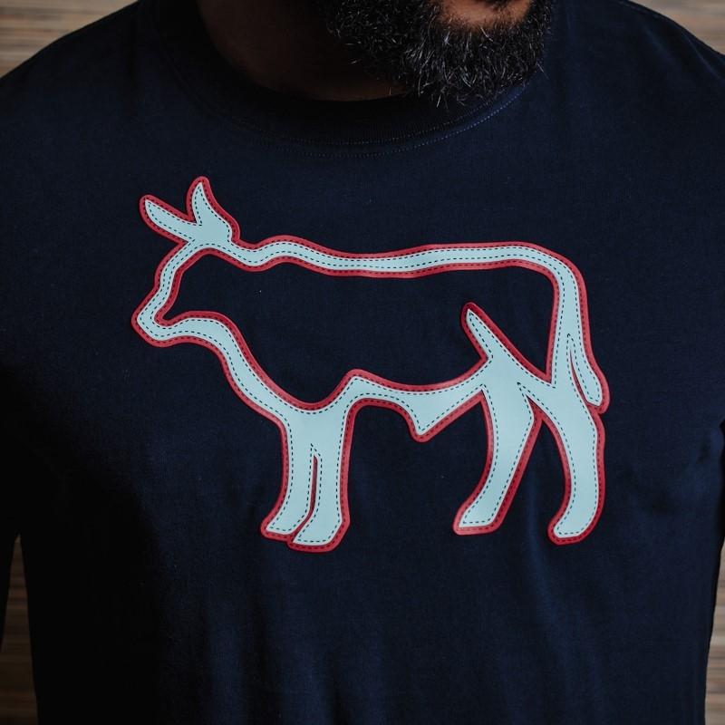 Thick Two Colour HS Nguni Crew Tee  - Midnight