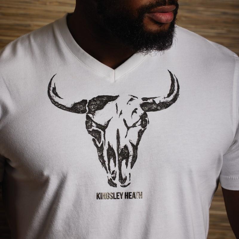 Forged Foil Skull V-Neck Tee - Pelican